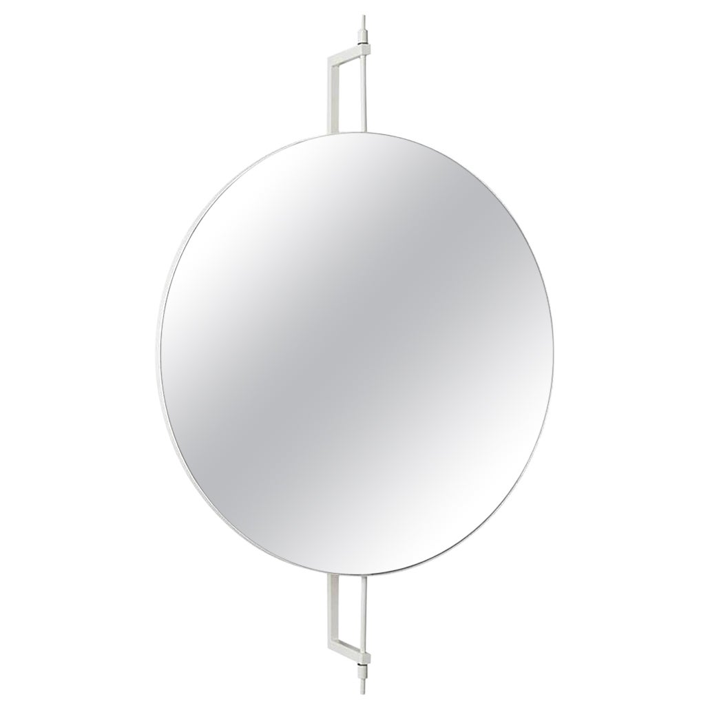 Miroir circulaire rotatif en acier inoxydable de Kristina Dam Studio en vente