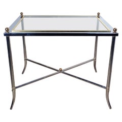 Used Maison Jansen Style Faux Bamboo Chrome and Brass Table