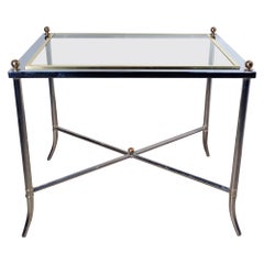 Table en chrome et laiton imitation bambou de style Maison Jansen