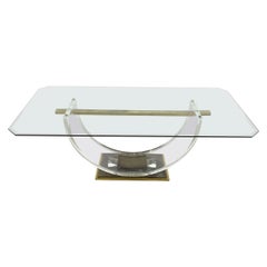 Vintage Lucite and Brass Dining Table, 1970s