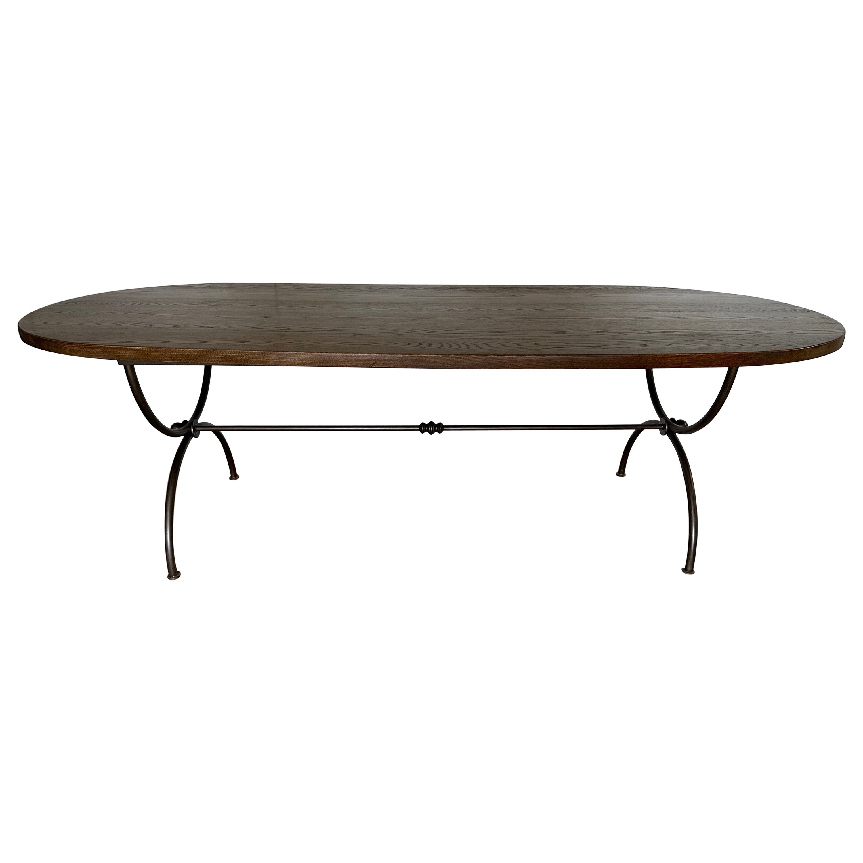 Custom Oval Oak Top With Metal Base Dining Table Base For Sale