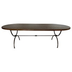 Custom Oval Oak Top With Metal Base Dining Table Base