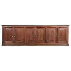 Monumental 19th C French Pine School Cupboard/Counter