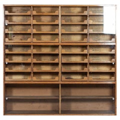 English Glazed Oak Haberdashery Cabinet