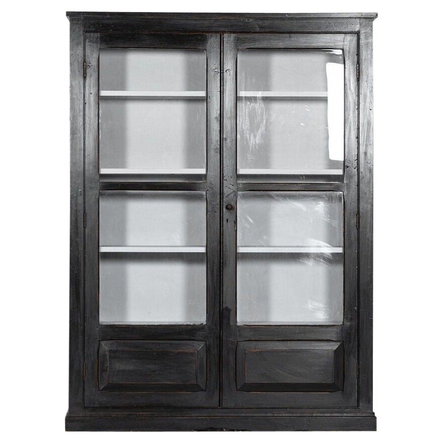 English Ebonized Pine Glazed Apothecary Cabinet