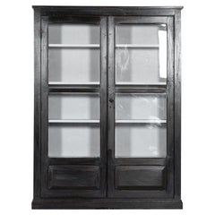 English Ebonized Pine Glazed Apothecary Cabinet