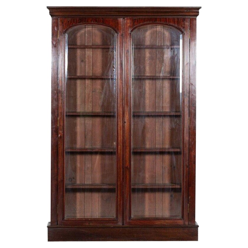19th Century English Mahogany Arched Glazed Bookcase For Sale