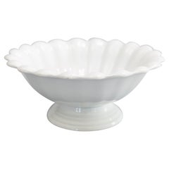 19th Century English Fluted White Ironstone Footed Bowl