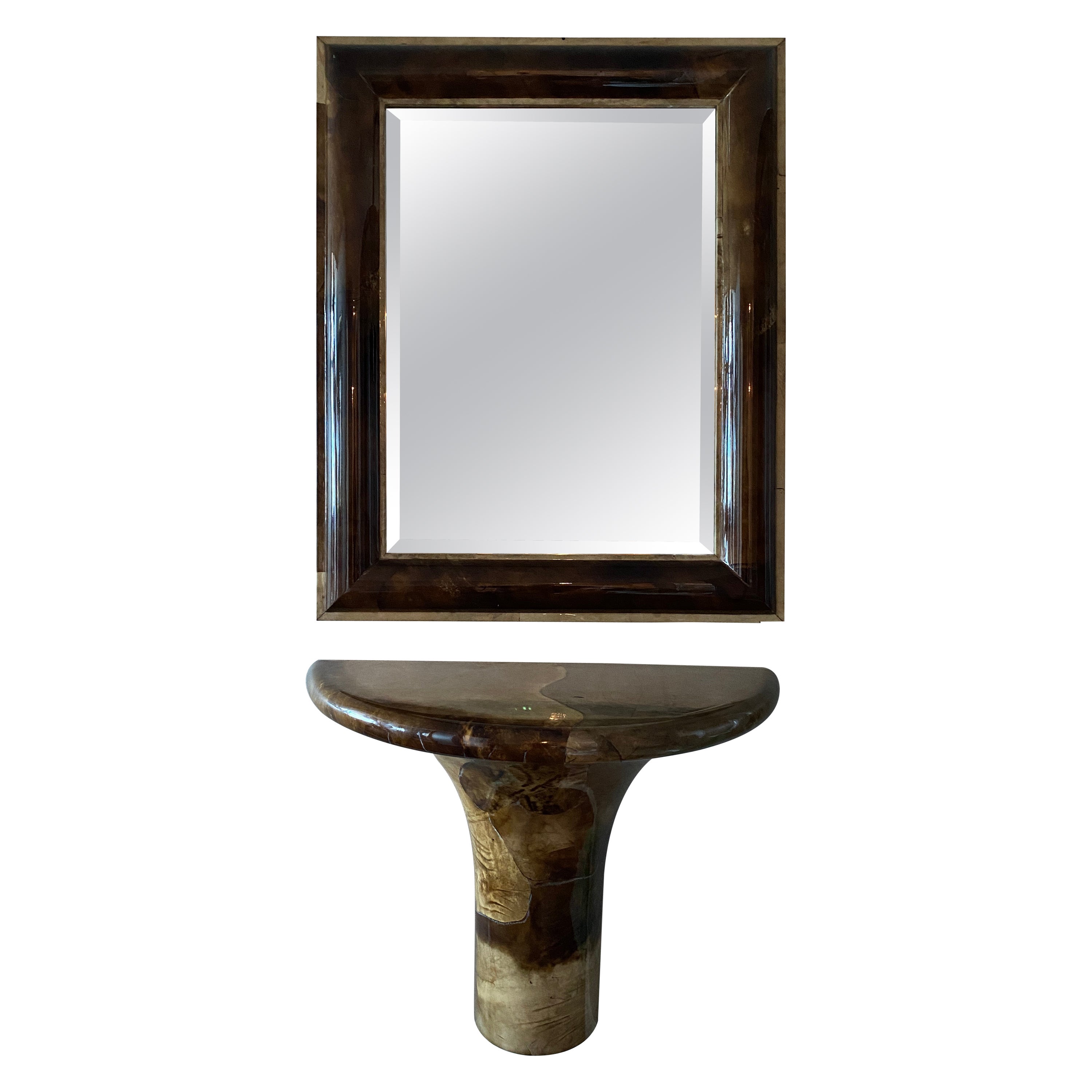 Karl Springer Wall Mounted Console and Mirror For Sale