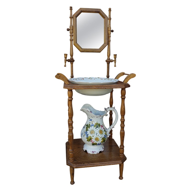 Ancien Pichet Et Lavabo MELEMIK Victorien Rose - Chambre 19ème Anglais