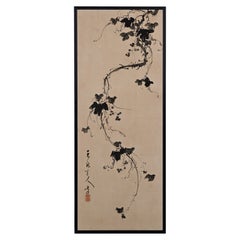 Late 18th Century Japanese Framed Painting. Ink Grapevine by Tenryu Dojin