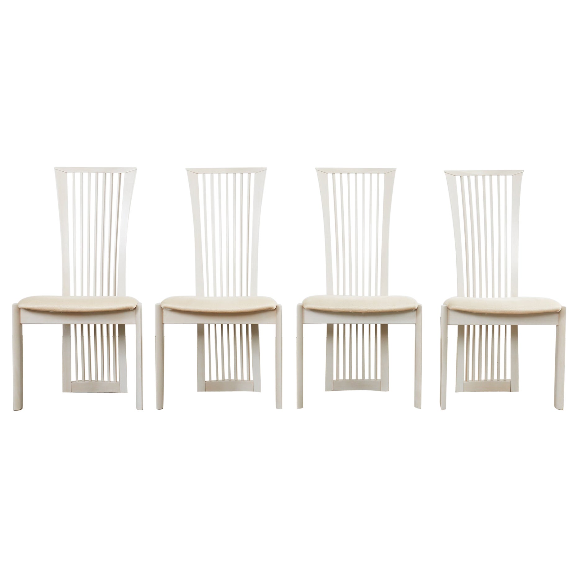 Set of Four Pietro Costantini Post Modern Oyster Lacquered Dining Chairs For Sale