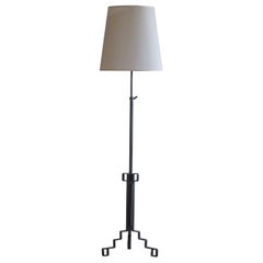 Geometric Brutalist Floor Lamp in Steel, Danish Mid century Modern, 1960s