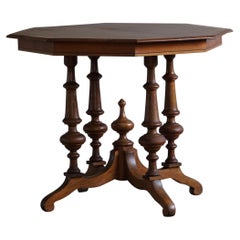 Octagon Dining / Side Table, Baroque, Late 19th Century, Made in Nutwood