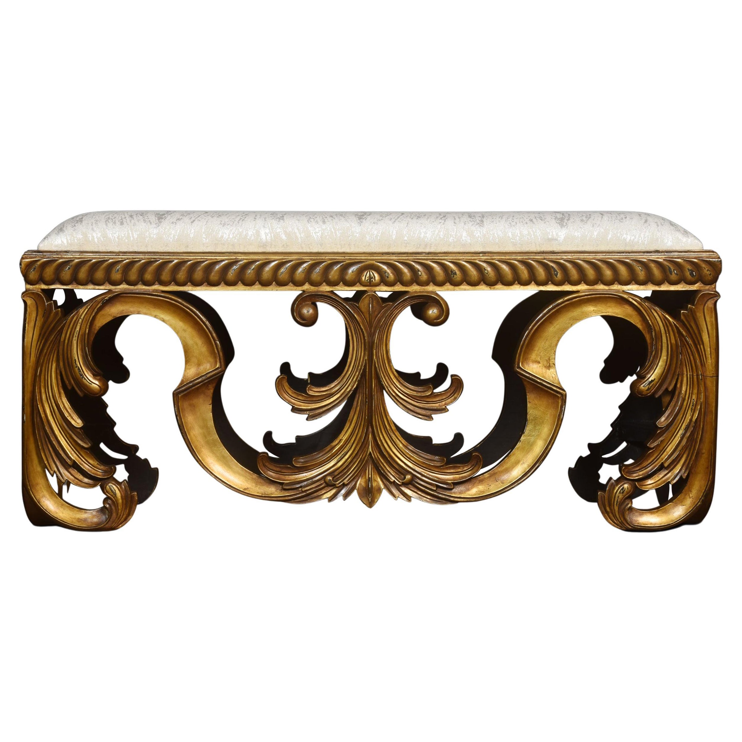 Carved Giltwood Window Seat For Sale