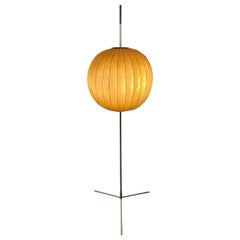 Floor Lamp Cocoon Chromed Metal Tripod Midcentury Italian Design 1960s