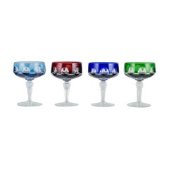 Four Art Deco Champagne Bowls, Bohemian Glass