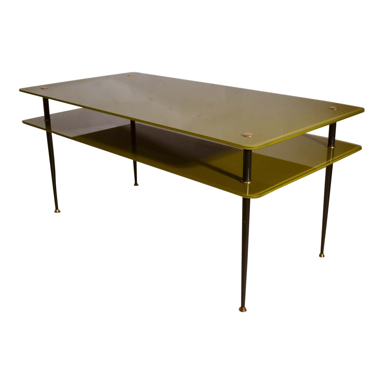 Olive Green Glass Coffee Table by Eduardo Paoli for Vitrex, Italy 1950s For Sale
