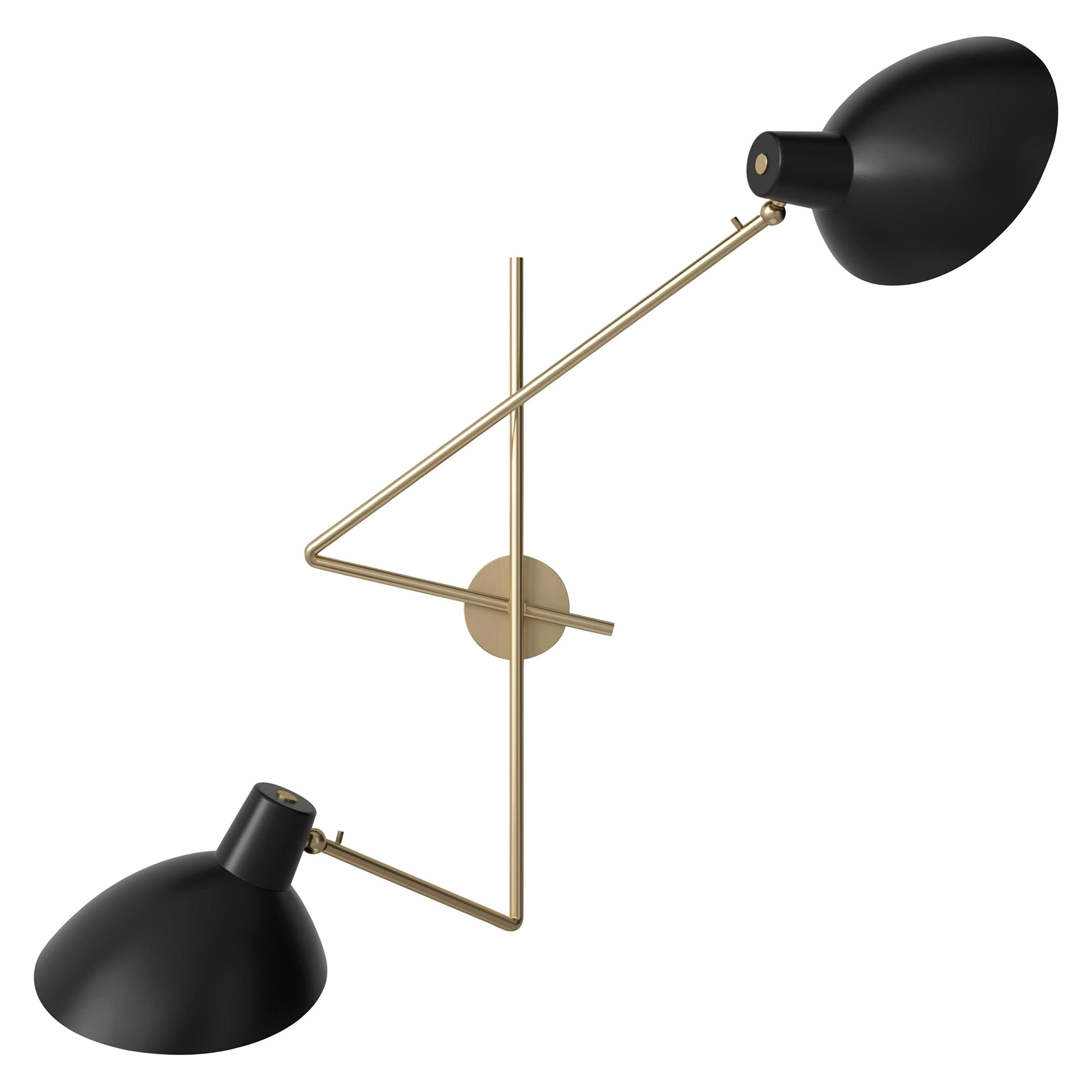 VV Cinquanta Twin Black Wall Lamp Designed by Vittoriano Viganò by Astep For Sale