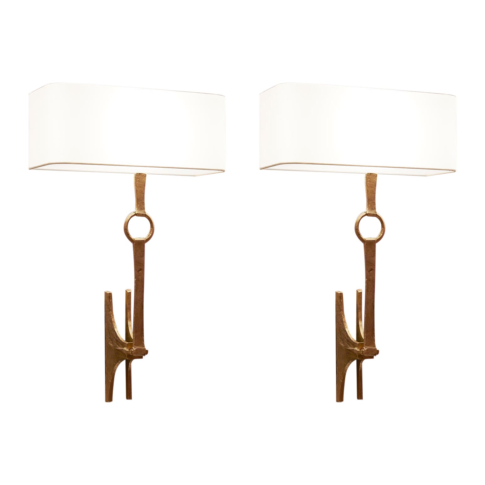 Rare Pair of Felix Agostini Etrier Wall Lamps, circa 1960 For Sale