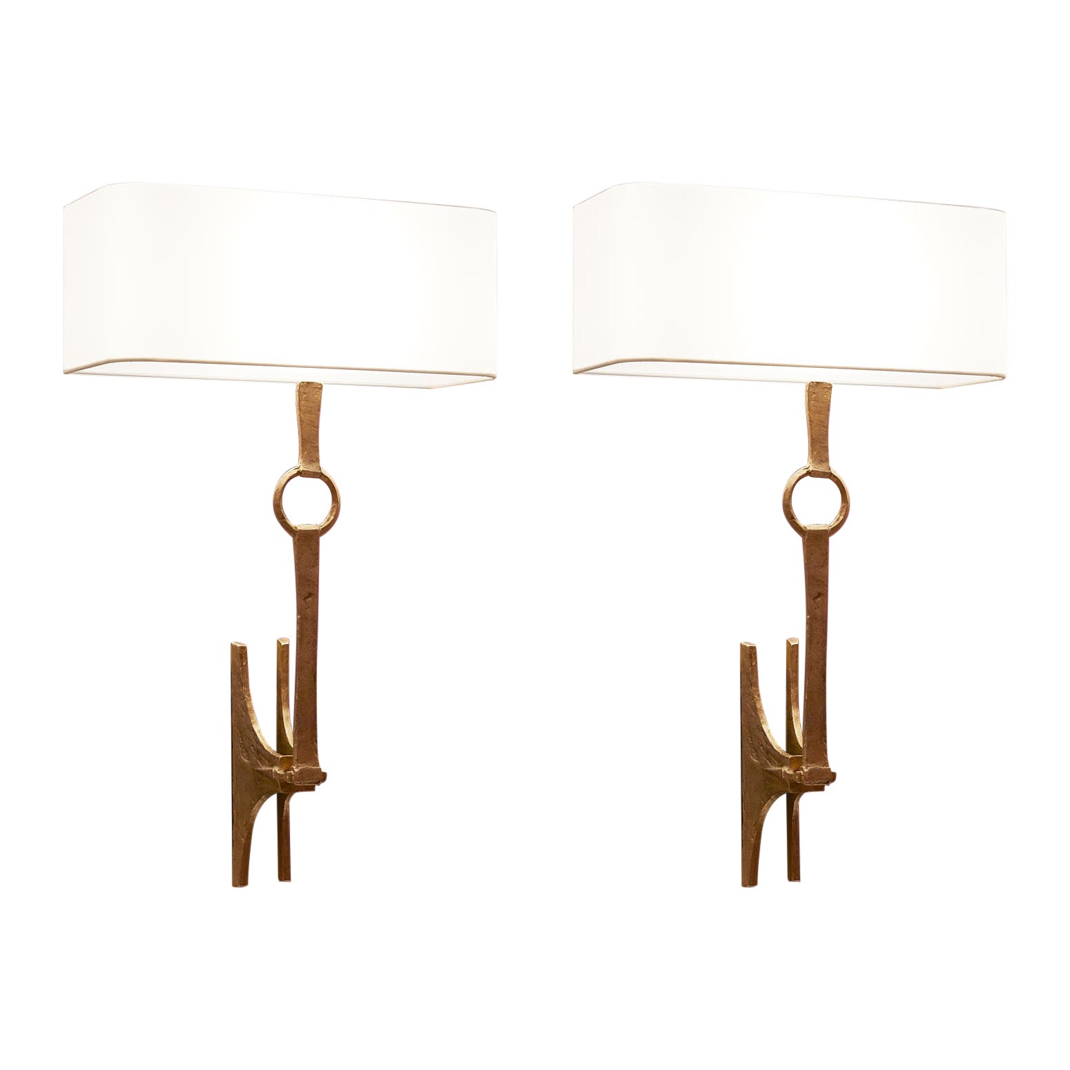 Rare Pair of Felix Agostini Etrier Wall Lamps, circa 1960