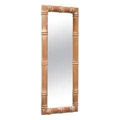 Mid 20th Century Whitewashed Faux Bamboo Asian Rectangular Wall Mirror