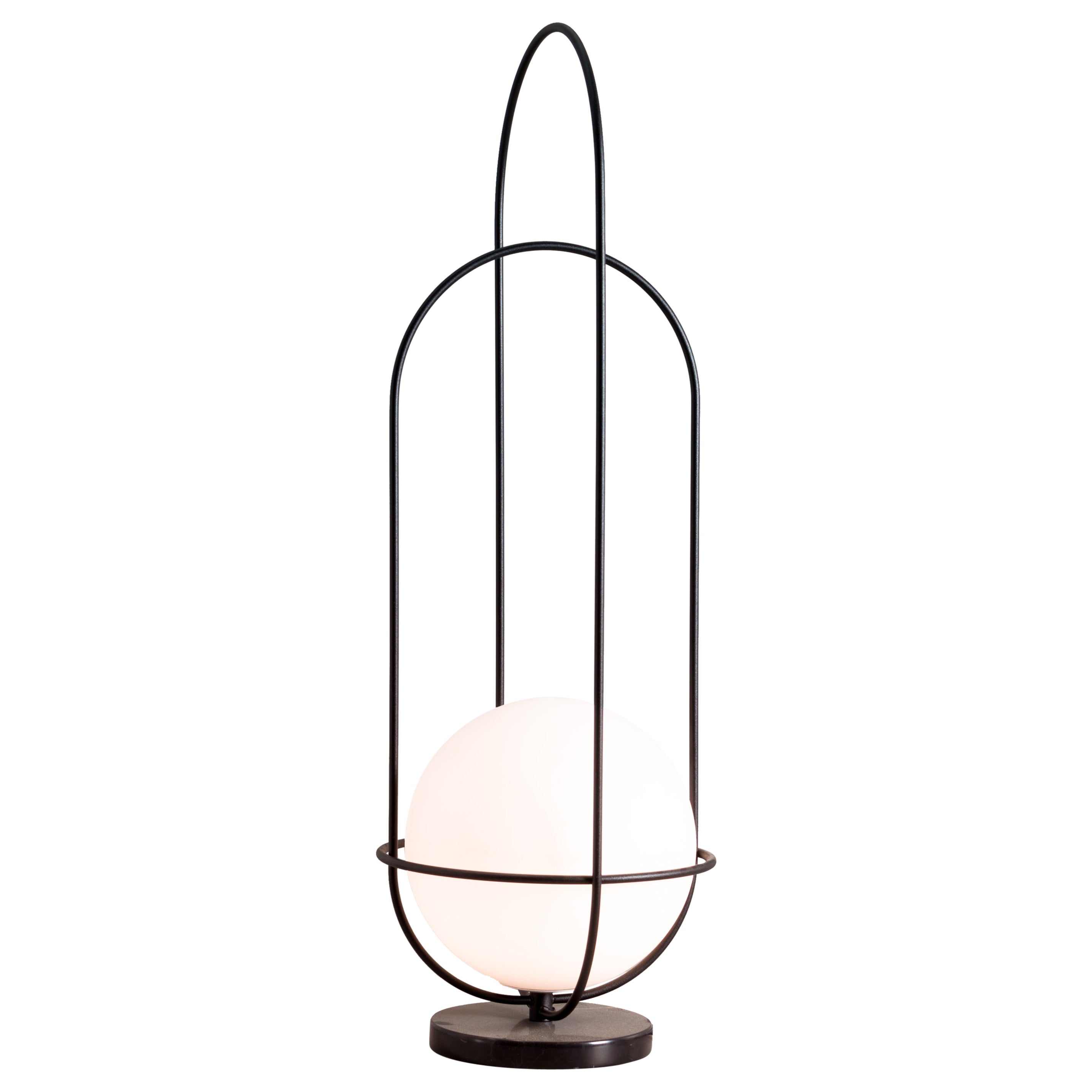 Lampe de Table Contemporaine "Orbit", Socle en Marbre Noir