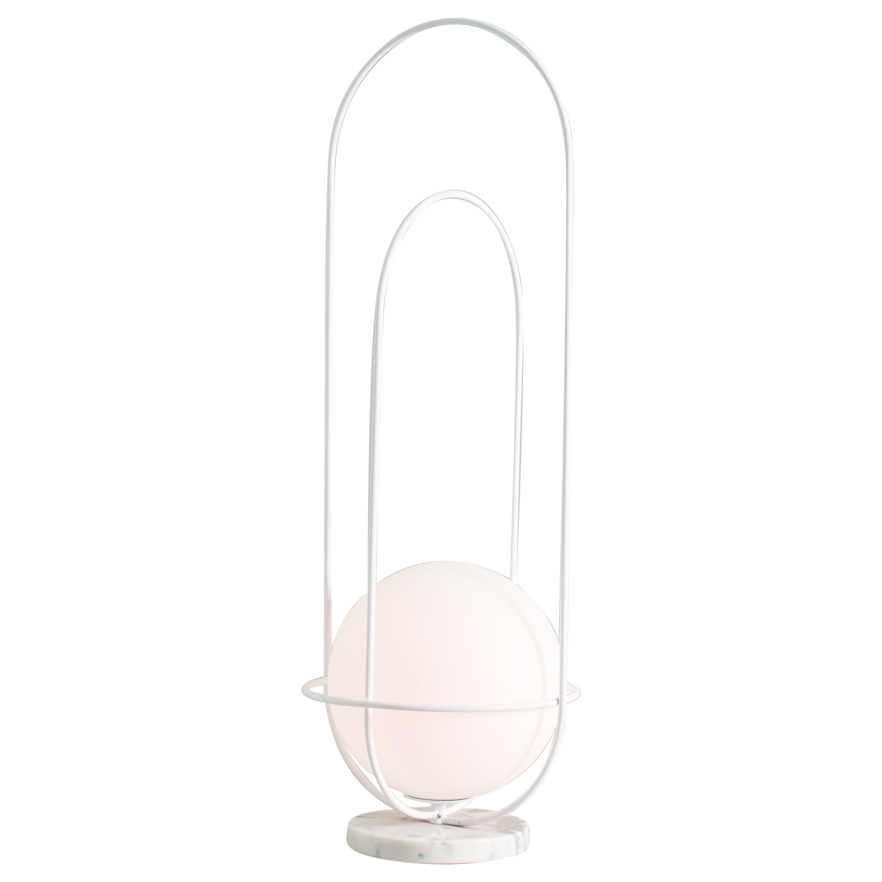 Lampe de bureau contemporaine Orbit, socle en marbre blanc en vente