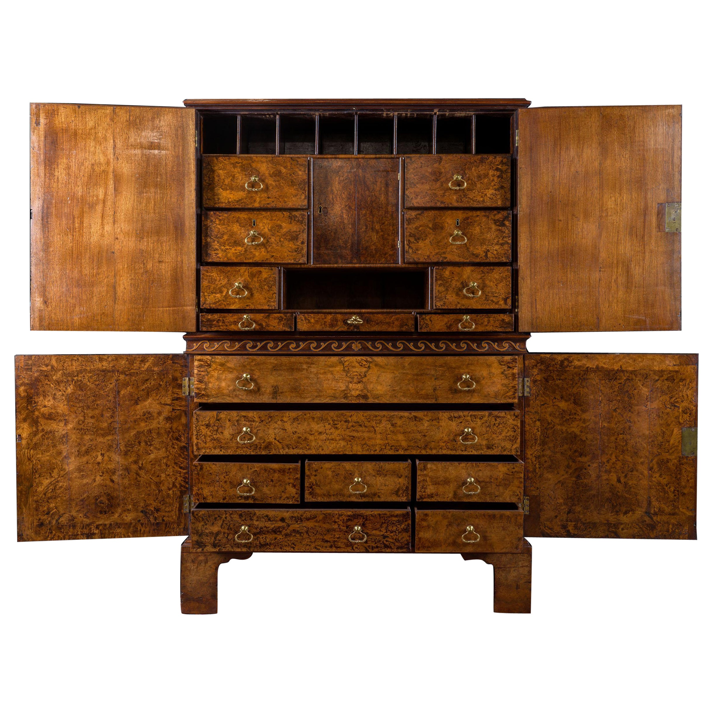 George I Mulberry Veneered Cabinet For Sale