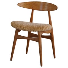 Hans J. Wegner, Chair in Oak & Lambswool, Model CH33, Danish Modern, 1960s