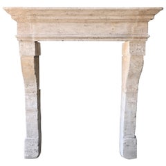 Antique Fireplace 19th Century of French Limestone in Campagnarde Style