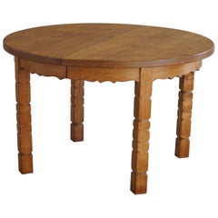 Round Dining Table in Solid Oak with Two Extensions, Danish Mid-Century, 1960s