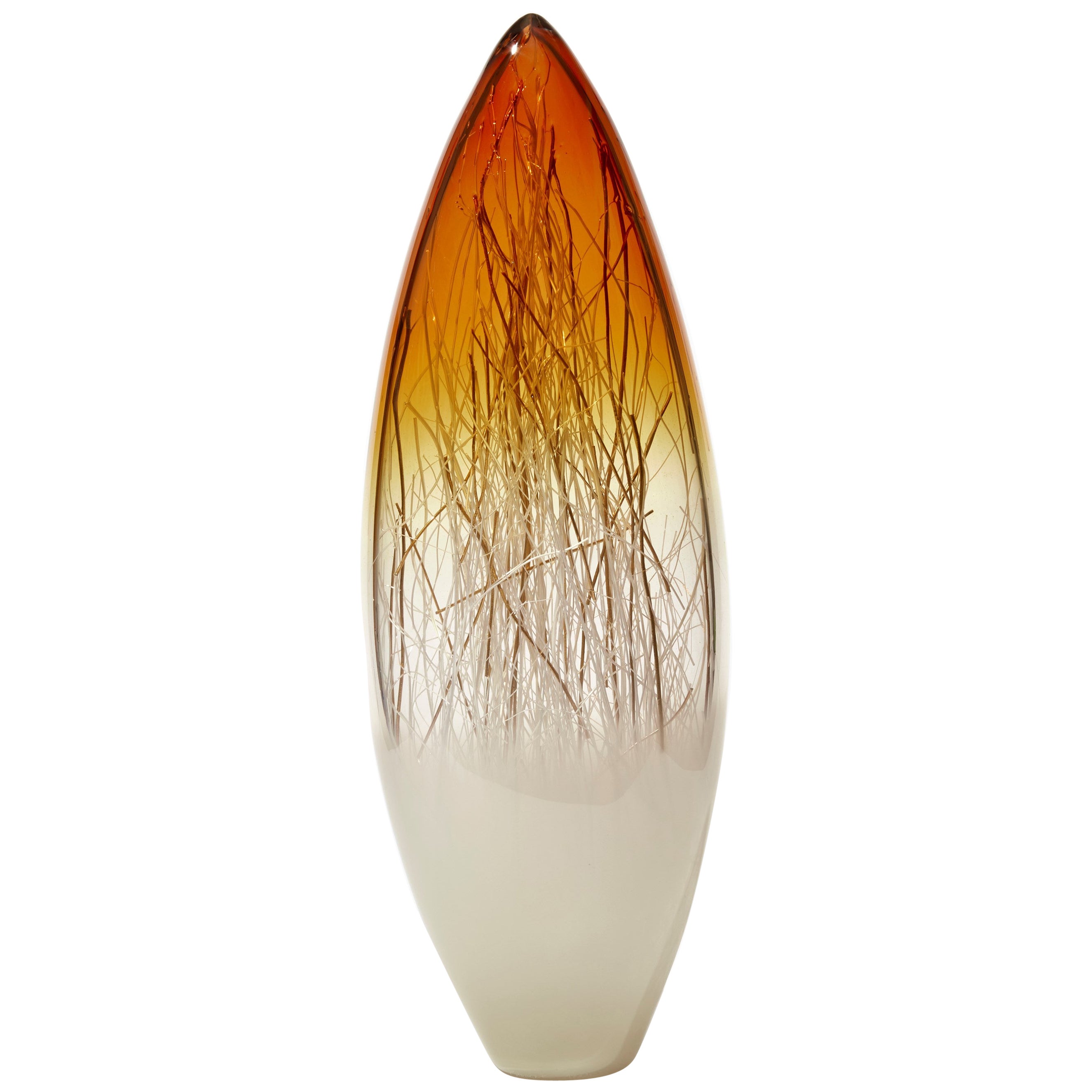 Ore in Amber & Ecru with Gold, a Glass Sculpture by Enemark & Thompson