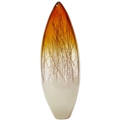 Ore in Amber & Ecru with Gold, a Glass Sculpture by Enemark & Thompson