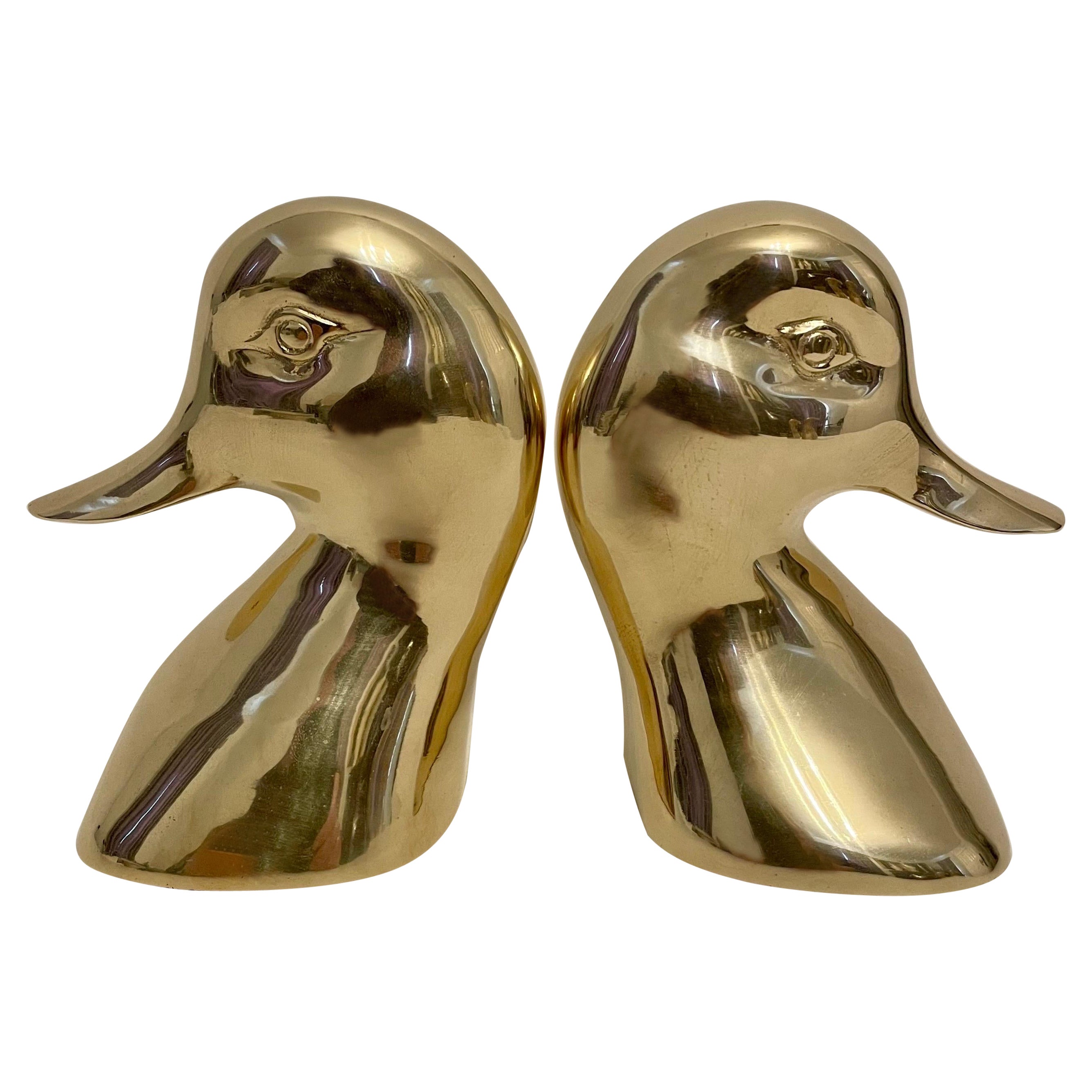 Virginia Metalcrafters Style Brass Duck Bookends
