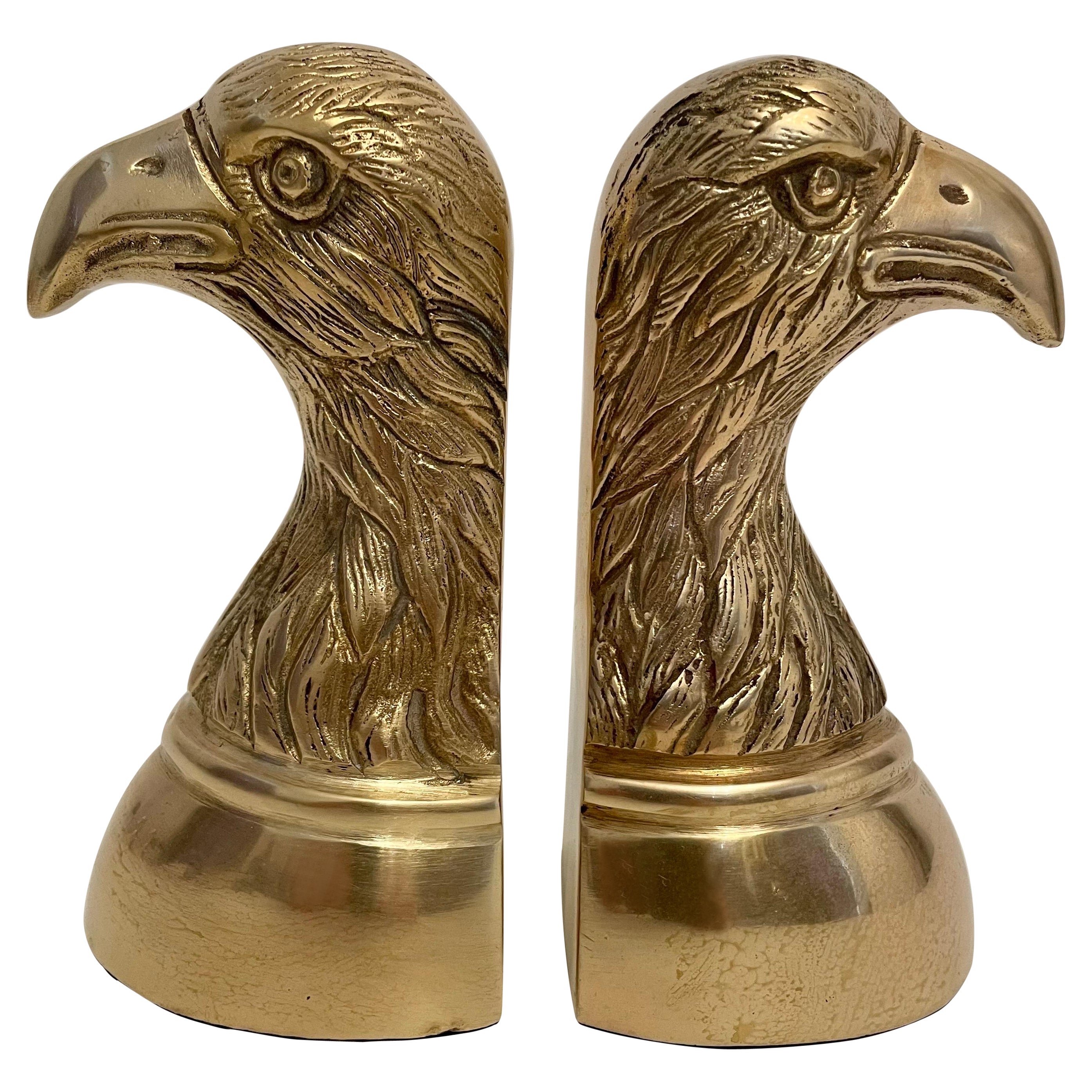 Pair of Vintage Brass Eagle Bookends