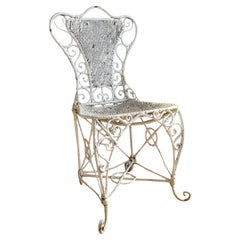 Used Ornate Regency White Wirework Iron Chair