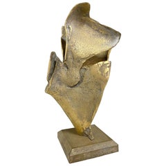 Vintage Expressive Bronze Abstract Sculpture of Bird