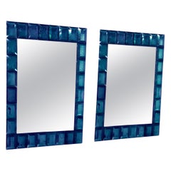 "Blue" Murano Glass Mirror in Contemporary Style by Fratelli Tosi Murano