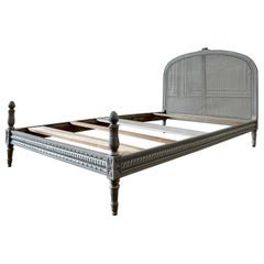 Used European Full Size French Painted Cane Bed