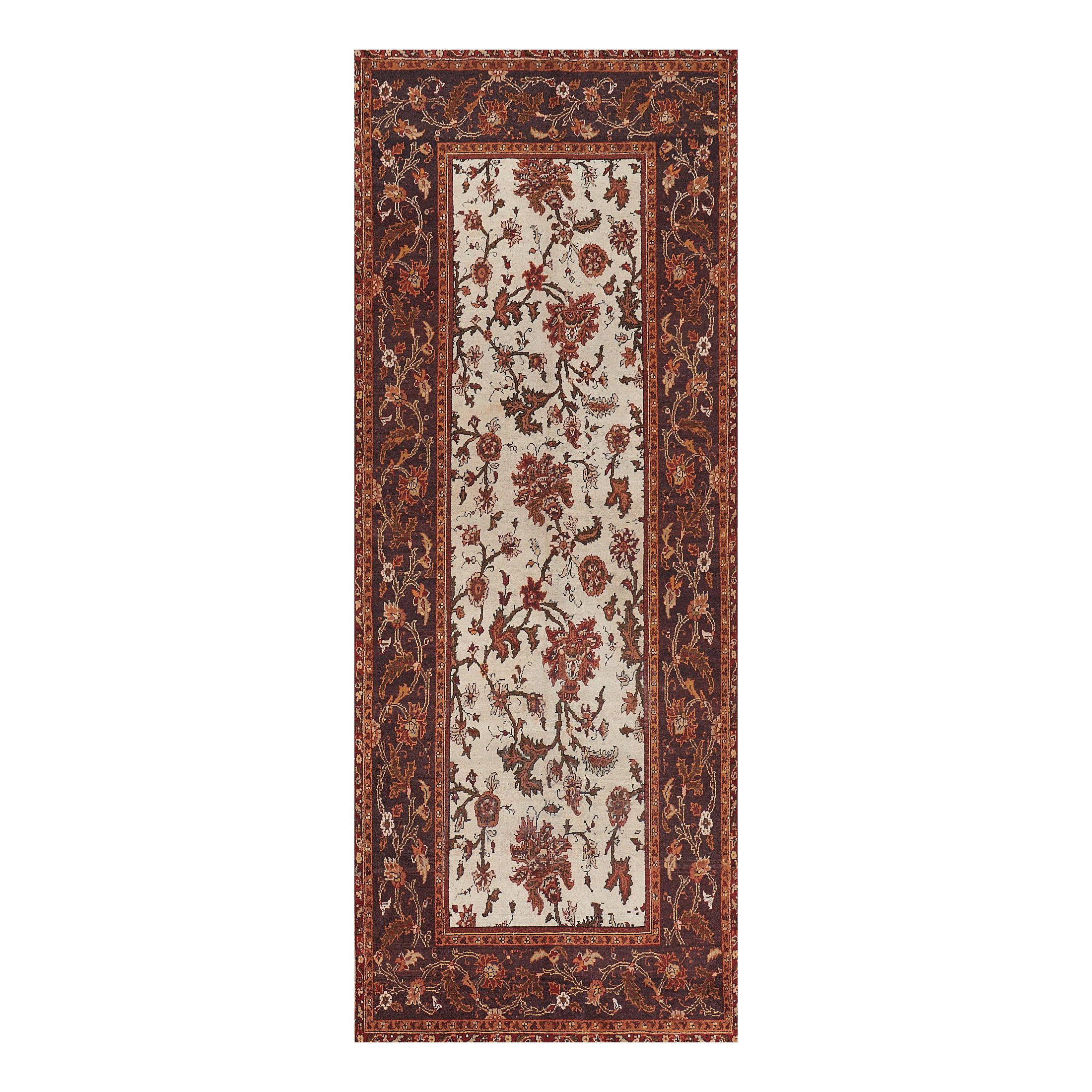 Antique Handwoven Wool Agra Runner, circa 1910 For Sale