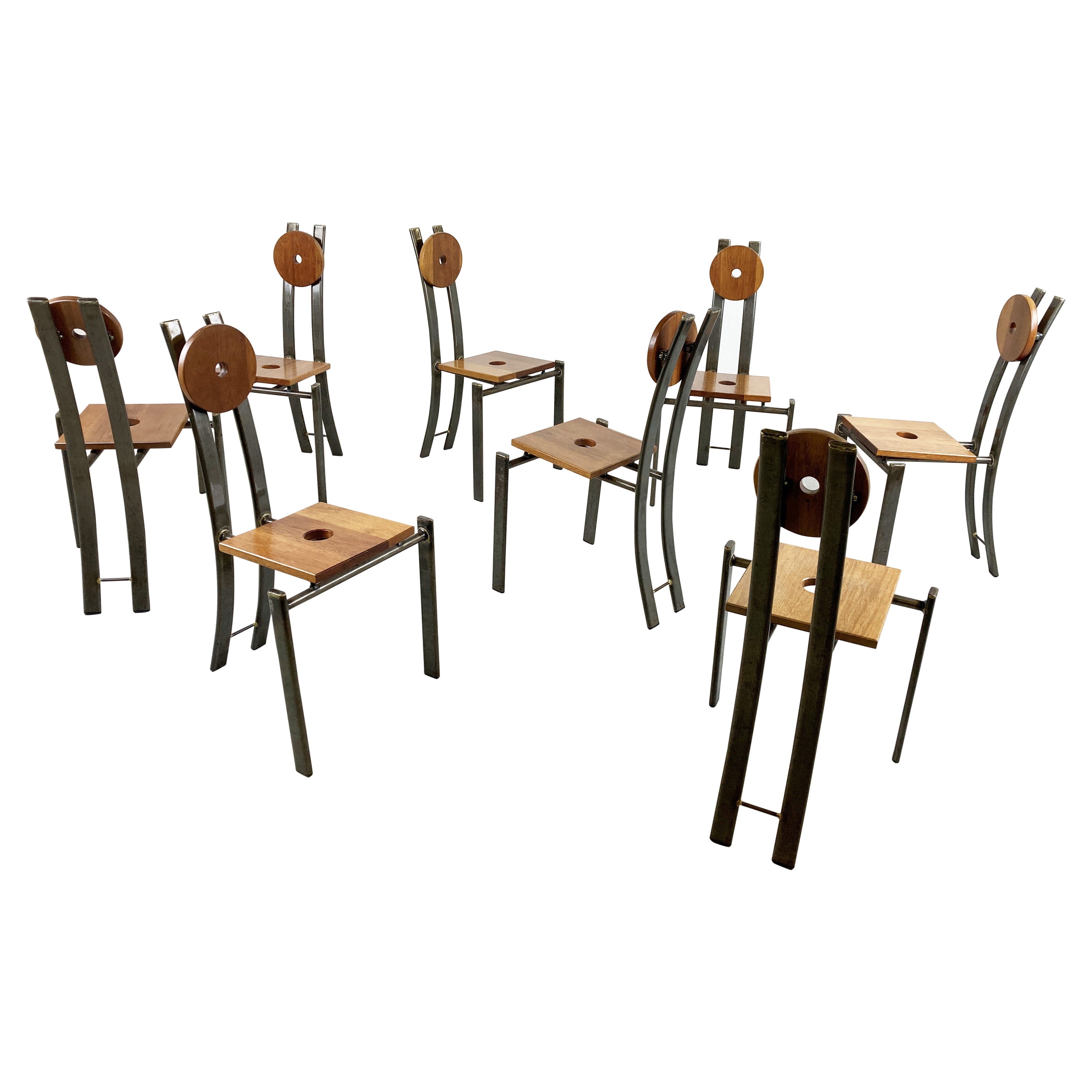 Set of 8 Brutalist Dining Chairs, 1970s