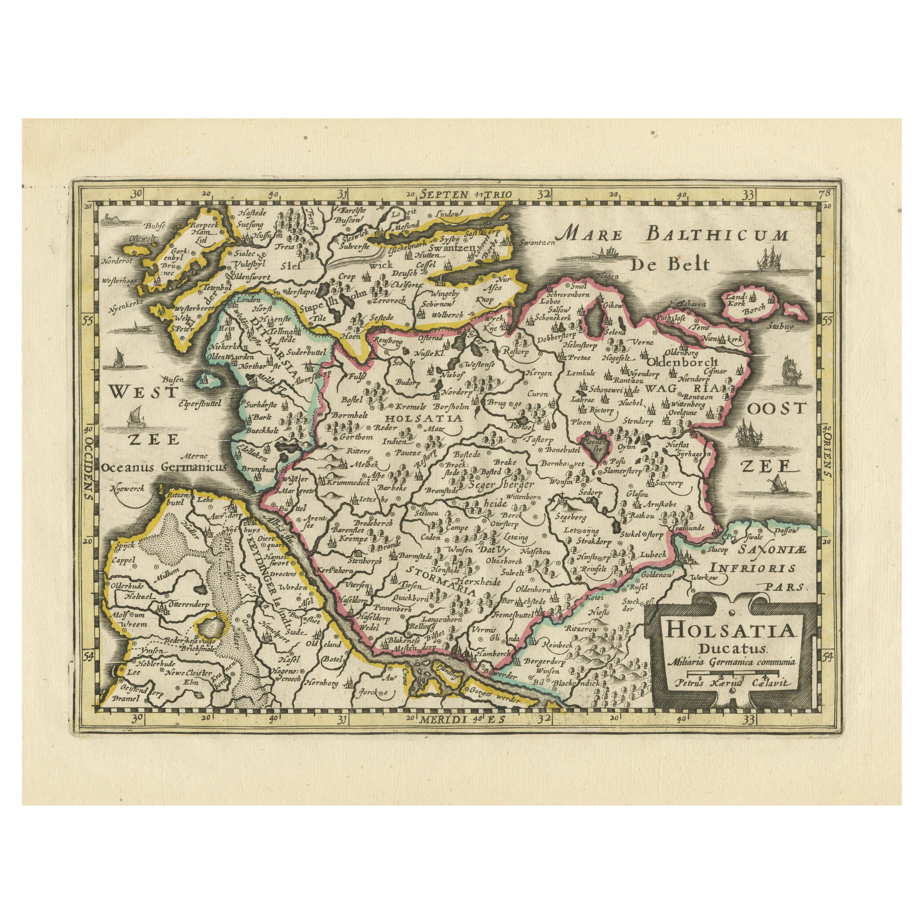 Antique Map of Holstein, Germany For Sale