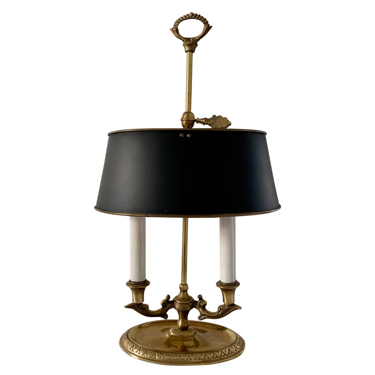 Lampe bouillotte en laiton brossé avec abat-jour en métal décoré de peinture - En vente sur France | abat jour pour lampe bouillotte, bouillotte ancienne en cuivre, peinture laiton brosse