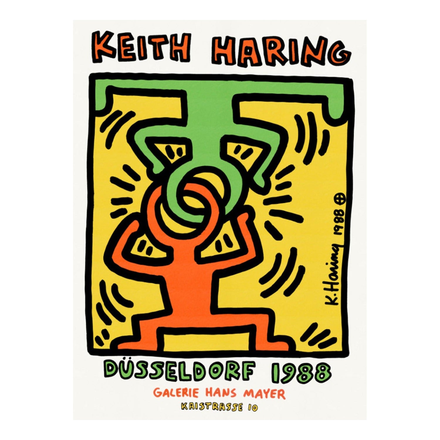 1988 Keith Haring, Dusseldorf 1988 Original Vintage Poster en vente