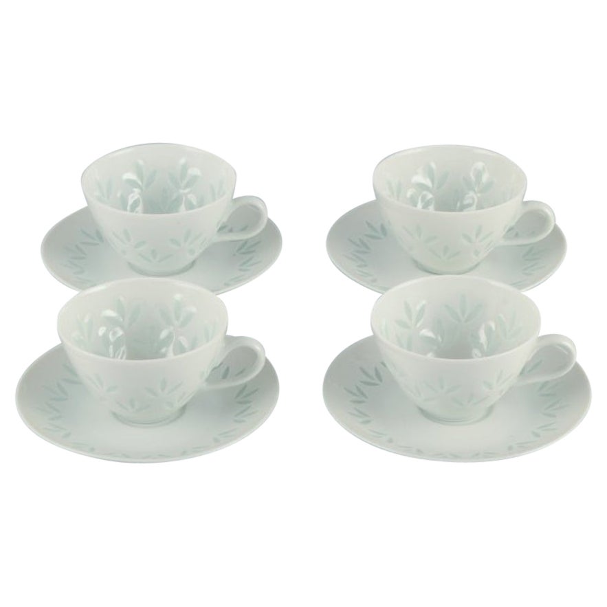Friedl Holzer-Kjellberg for Arabia, Four Sets of Mocha Cups and Saucers For Sale