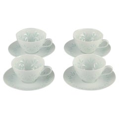 Retro Friedl Holzer-Kjellberg for Arabia, Four Sets of Mocha Cups and Saucers