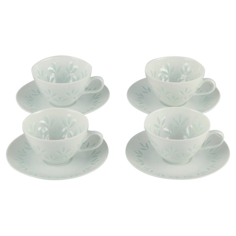 Lot de 6 tasses et sous tasses en verre et métal argenté vintage - Arts de la table