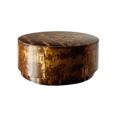 Midcentury Vintage Lacquer Wood Circular Trinket Box Japan