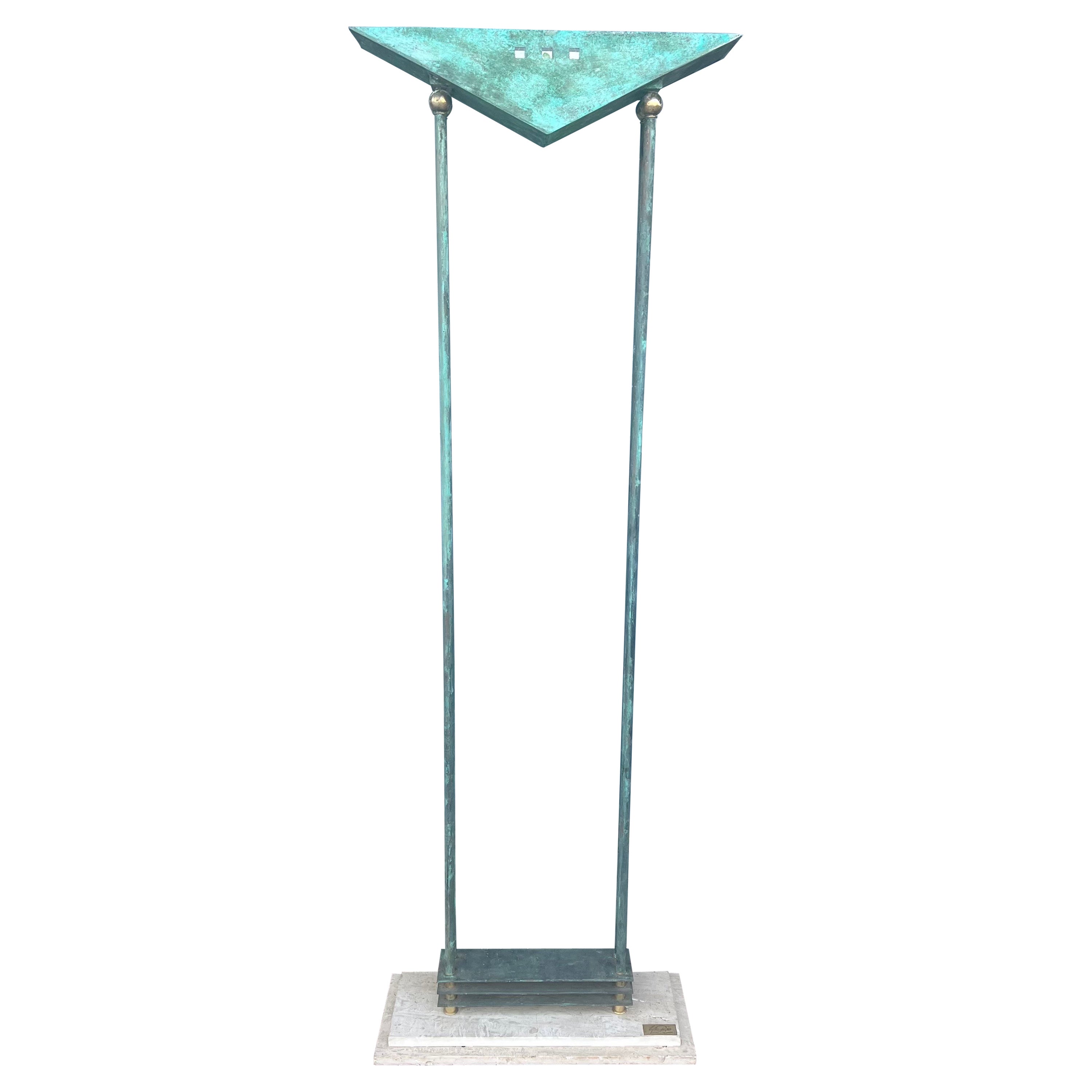 Postmodern Majestic rare floor Torchiere Lamp Signed by Walter Prosper For Sale